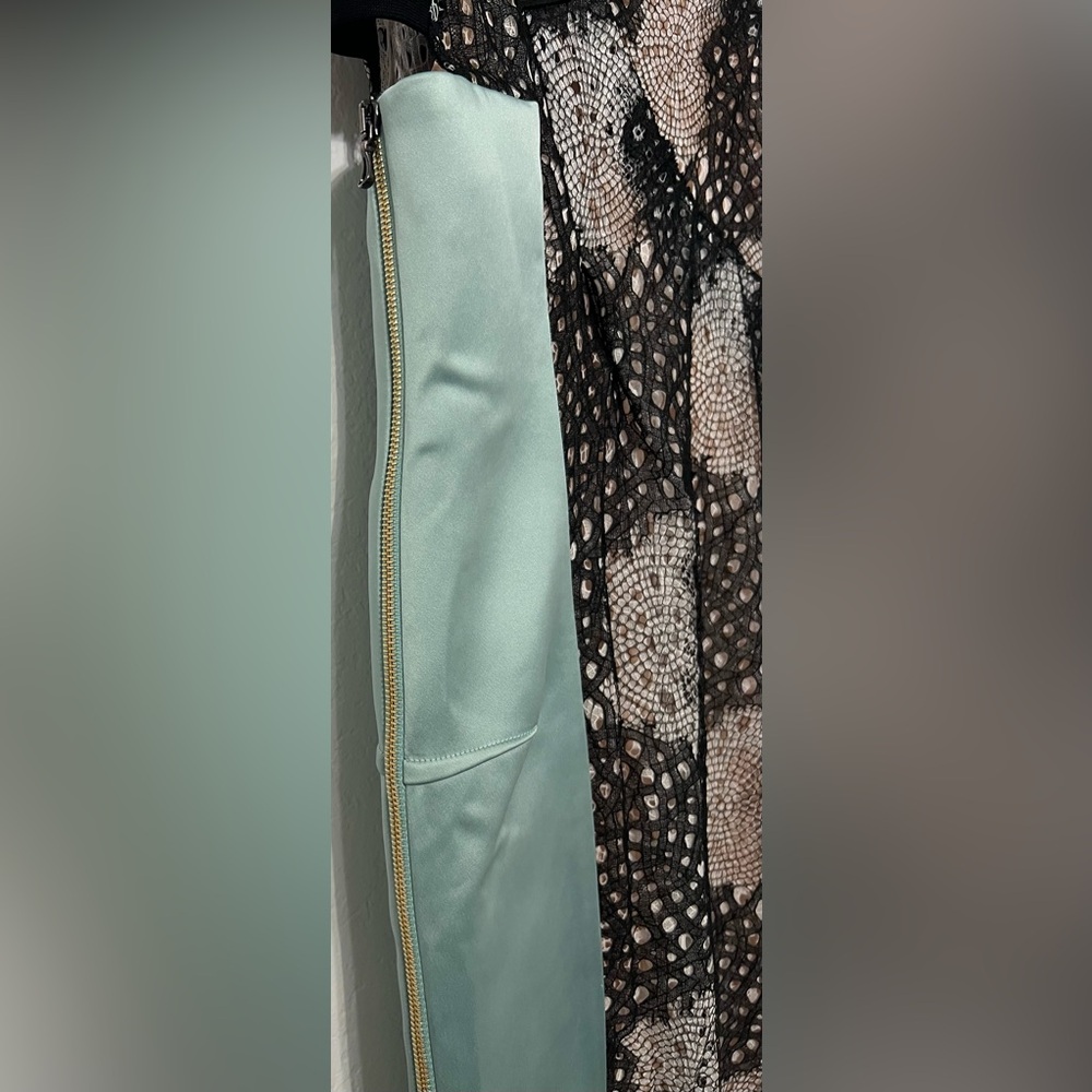 Roland Mouret One-Shoulder Lace Cocktail Dress Black Teal Designer - Picture 6 of 11